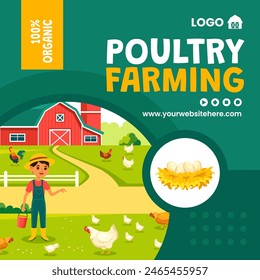 Poultry Farm Social Media Illustration Flat Cartoon Hand Drawn Templates Background