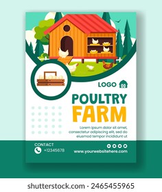 Vertical de granja de aves de corral Póster Dibujo animado plano Dibujado a mano Plantillas Ilustración de fondo