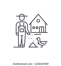 Poultry farming line icon concept. Poultry farming vector linear illustration, symbol, sign