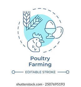 Poultry farming soft blue concept icon. Horticulture cultivation, agriculture. Round shape line illustration. Abstract idea. Graphic design. Easy to use in infographic, presentation