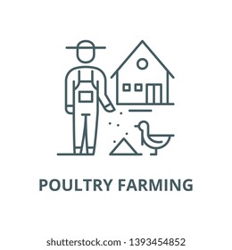 Poultry farming vector line icon, linear concept, outline sign, symbol