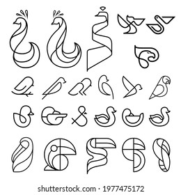 poultry fowl bird set logo icon symbol for your business