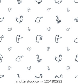 poultry icons pattern seamless white background. Included editable outline meat leg, turkey, chicken, goose, rooster icons. poultry icons for web and mobile.