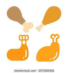 Poultry leg icon emoji collection isolated on white background