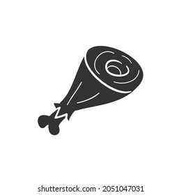 Poultry Leg Icon Silhouette Illustration. BBQ Food Vector Graphic Pictogram Symbol Clip Art. Doodle Sketch Black Sign.