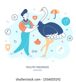 Poultry life insurance hand drawn flat vector illustration