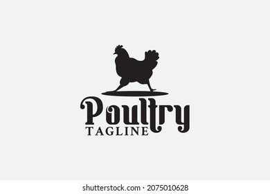 poultry logo with a hen waalking fast as the icon.