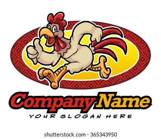 poultry rooster run mascot cartoon character  logo