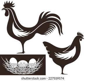 Poultry set. Abstract poultry on white background