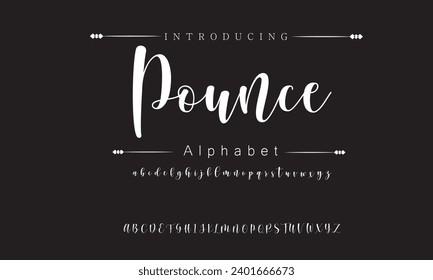 Pounce Elegant Font Uppercase Lowercase and Number. Classic Lettering Minimal Fashion Designs. Typography modern serif fonts regular decorative vintage concept. vector illustration