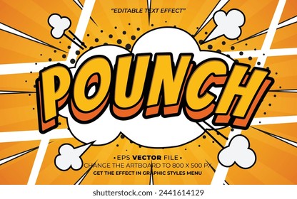 Pounch cómic pop up estilo texto efecto vector editable