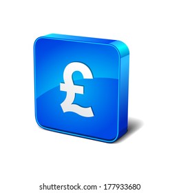 Pound 3d Rounded Corner Blue Vector Icon Button