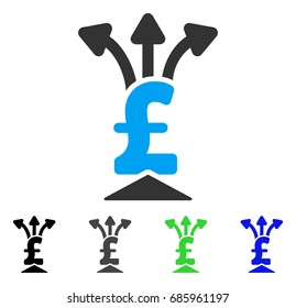 Pound Aggregator flat vector illustration. Colored pound aggregator gray, black, blue, green pictogram variants. Flat icon style for graphic design.