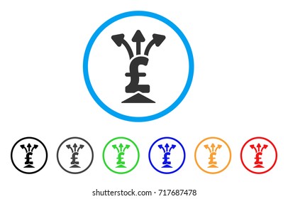 Pound Aggregator rounded icon. Style is a flat pound aggregator grey symbol inside light blue circle with black, gray, green, blue, red, orange versions.