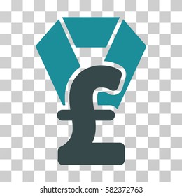 Pound Award vector pictogram. Illustration style is a flat iconic bicolor soft blue symbol on a transparent background.