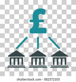Pound Bank Organization vector icon. Illustration style is a flat iconic bicolor soft blue symbol on a transparent background.