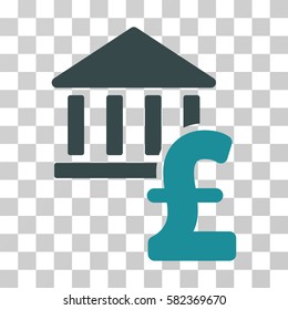 Pound Bank vector icon. Illustration style is a flat iconic bicolor soft blue symbol on a transparent background.