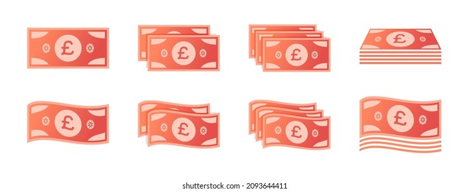 Juego de iconos de billetes en libras