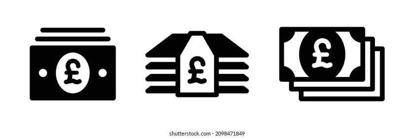Pound banknotes stack icon. Pound currency icon vector illustration.