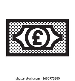Pound Bill. Icon Filled with Dots.