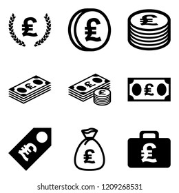 Pound bills and coins