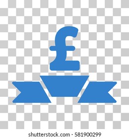 Pound Business Premium Ribbon vector pictogram. Illustration style is a flat iconic cobalt symbol on a transparent background.