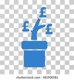 Pound Business Project Plant vector pictograph. Illustration style is a flat iconic cobalt symbol on a transparent background.