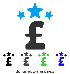 Pound Business Stars flat vector icon. Colored pound business stars gray, black, blue, green pictogram variants. Flat icon style for application design.