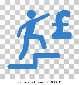 Pound Business Steps vector pictogram. Illustration style is a flat iconic cobalt symbol on a transparent background.