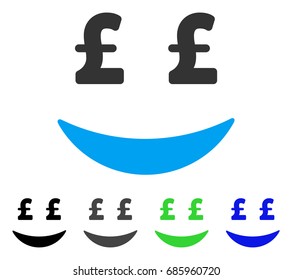 Pound Businessman Smile flat vector icon. Colored pound businessman smile gray, black, blue, green pictogram variants. Flat icon style for web design.