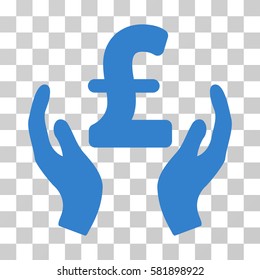 Pound Care Hands vector icon. Illustration style is a flat iconic cobalt symbol on a transparent background.