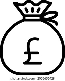 pound cash bag vector illustration . Editable stoke.