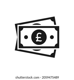 Pound cash. Money icon flat style isolated on white background. Vector illustration