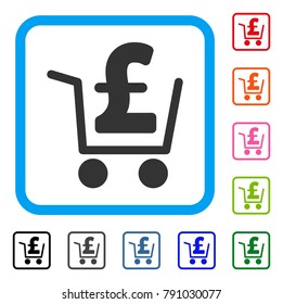 Pound Cash Out icon. Flat grey pictogram symbol inside a light blue rounded square. Black, gray, green, blue, red, orange color additional versions of Pound Cash Out vector.