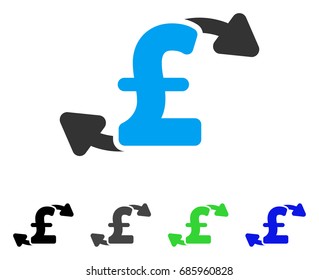Pound Cash Outs flat vector illustration. Colored pound cash outs gray, black, blue, green icon versions. Flat icon style for application design.