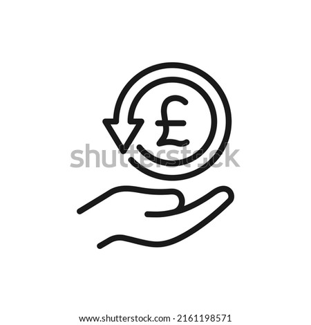 Pound cashback. Money return. Chargeback line icon isolated on white background. Vector illustration