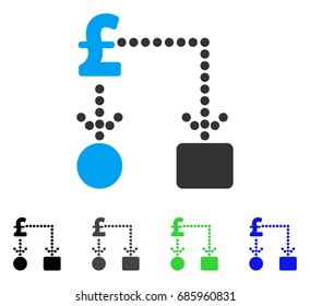 Pound Cashflow flat vector illustration. Colored pound cashflow gray, black, blue, green icon variants. Flat icon style for application design.