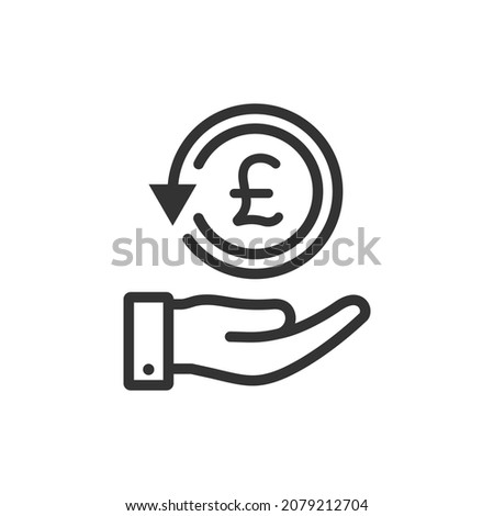 Pound chargeback on hand icon design isolated on white background. Vector illustration