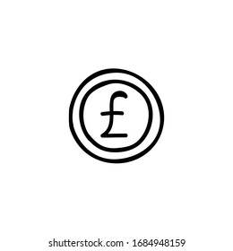 Pound Coin Doodle Icon, Vector Illustration