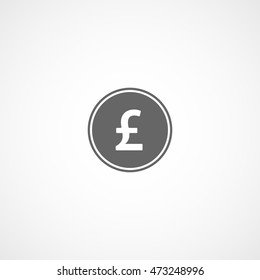 Pound Coin Flat Icon On White Background