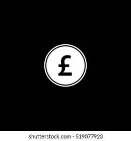 Pound Coin Flat Icon On Black Background