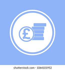 Pound coin icon blue. Vector illustration