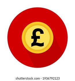 Pound Coin Icon, Money Bank Flat Design, Finance Symbol For Web, Logo, App Vector Illustration .
