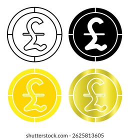 pound coin icon vector with four kinds of styles on white background