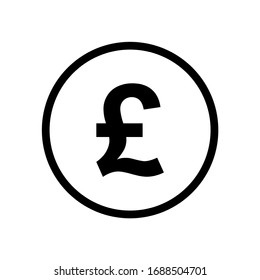 Pound coin monochrome black and white icon. Current currency symbol.