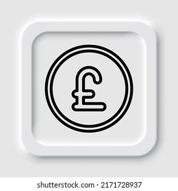 Pfund-Münze einfache Symbol-Vektorgrafik. Flaches Design. Neumorphism design.ai