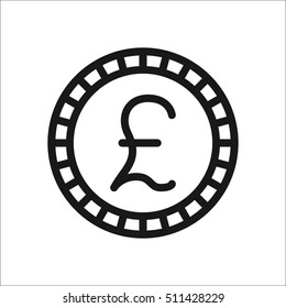 Pound Coin Symbol Sign Line Icon On Background