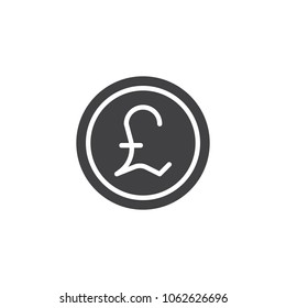 Pound coin vector icon. filled flat sign for mobile concept and web design. Coin cash money simple solid icon. Symbol, logo illustration. Pixel perfect vector graphics