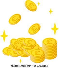 pound coins isolated vector illustration