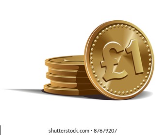 Pound coins vector illustration, financial and currency theme